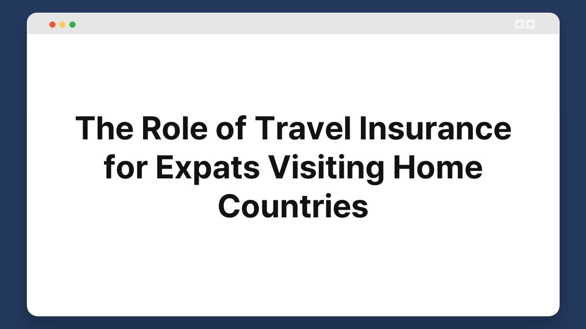 the role of travel insurance for expats visiting home countries
